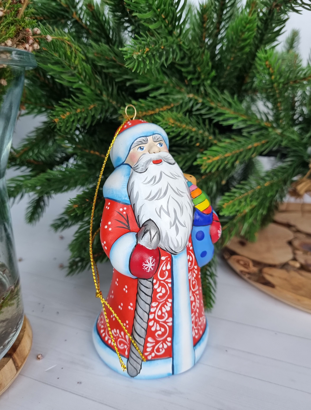 Дед мороз ёлочная игрушка из фарфора