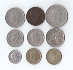 Набор монет Испания 9 шт. Разные . 1877, 1937,1903,1906,57,59,66,82 гг. XF