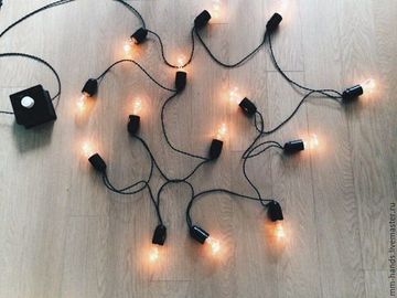 РЕТРО-ГИРЛЯНДА на 7 метров с 14  лампочками (черная ) 