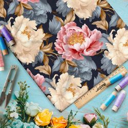 Ткань премиум интерлок фантазийный розарий