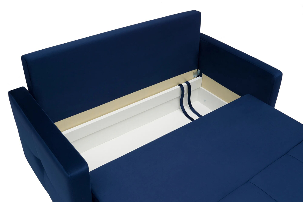 Диван Отто, шагающая еврокнижка, велюр, синий