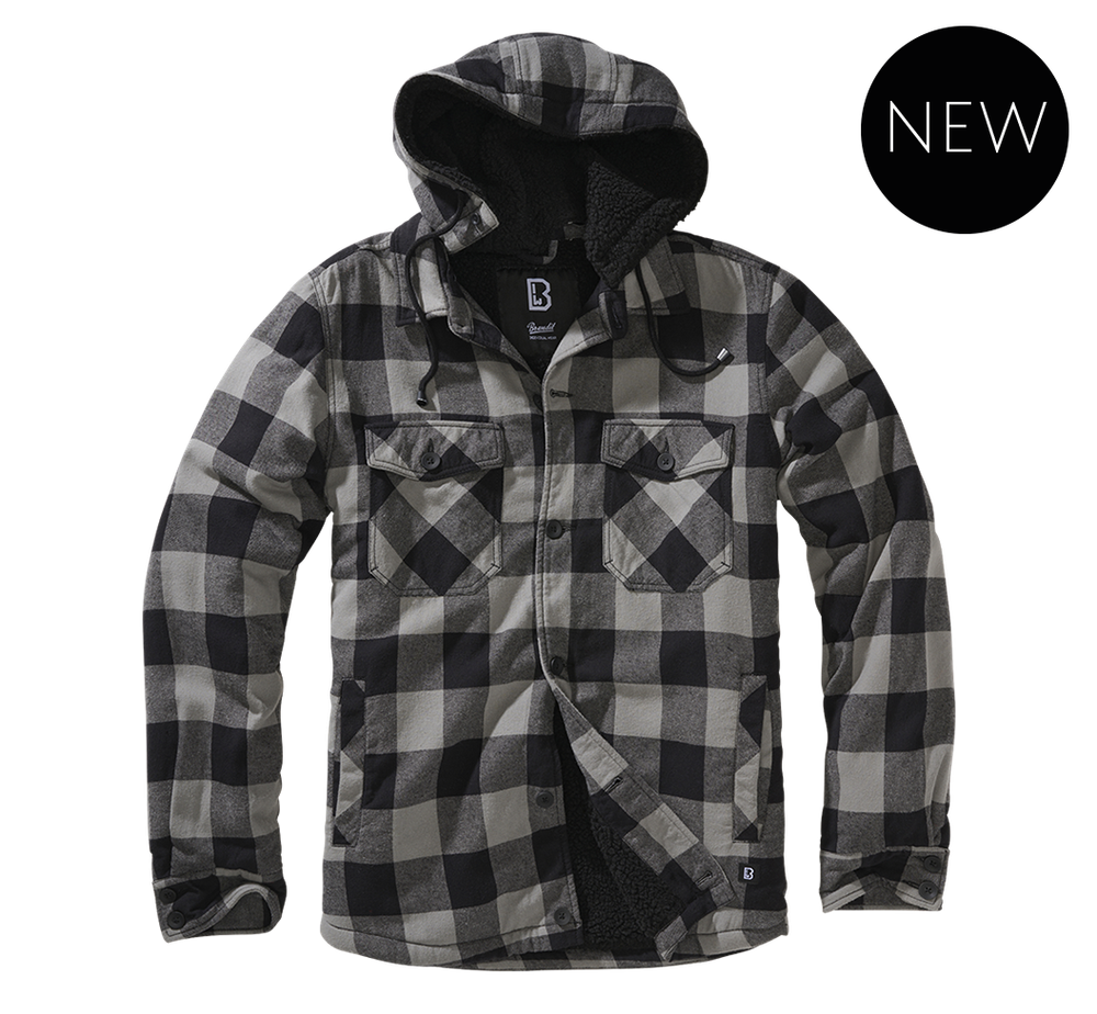 Brandit LUMBER JACKET HOODED black+charcoal