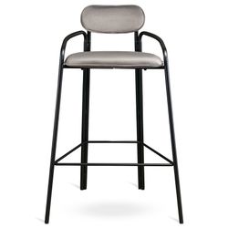 Стул барный Ror, Round, велюр, черный/серый