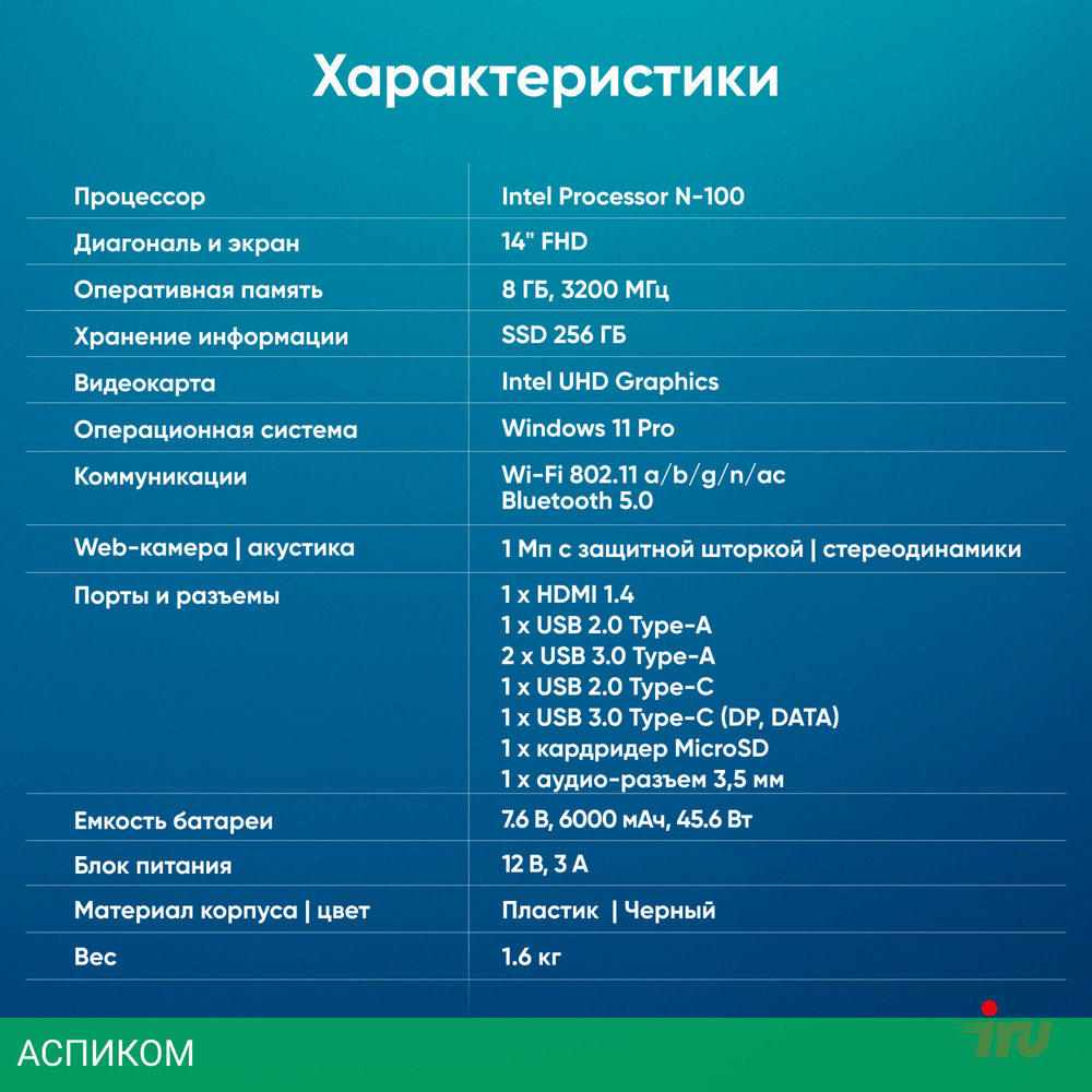 Ноутбук IRU Planio 14ING