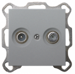 Розетка TV+FM Φ9.5mm проходная с накладкой, цвет Алюминий