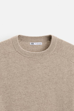 ZARA СВИТЕР ИЗ ЛЕГКОЙ ШЕРСТИ И КАШЕМИРА, БЕЖЕВЫЙ