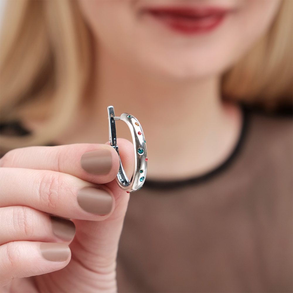 "Монпасье" серьги в серебряном покрытии из коллекции "Молодежная" от Jenavi с английским замком