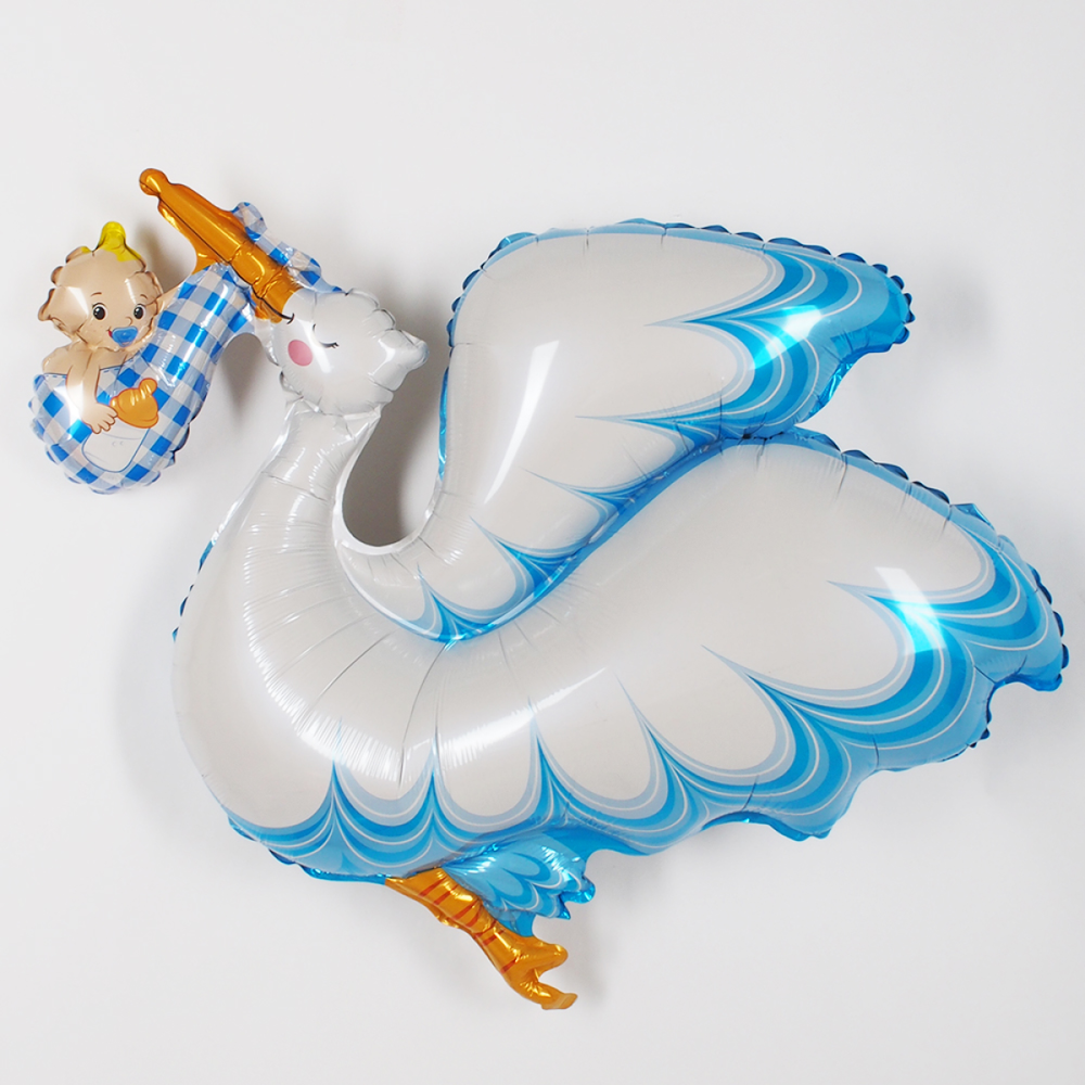 Фольгированный шар-фигура «Аист с мальчиком», 98 см