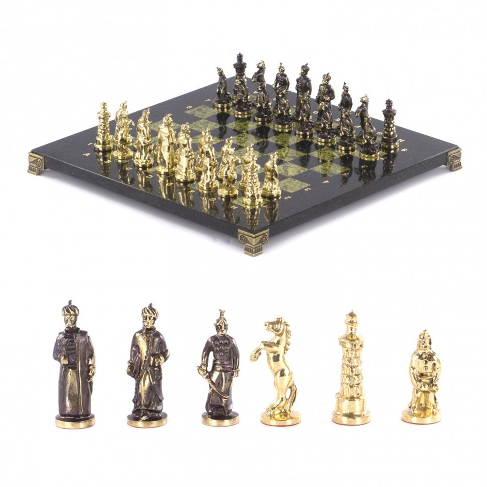 Шахматы "Турецкие" с металлическими фигурами доска каменная G 121374