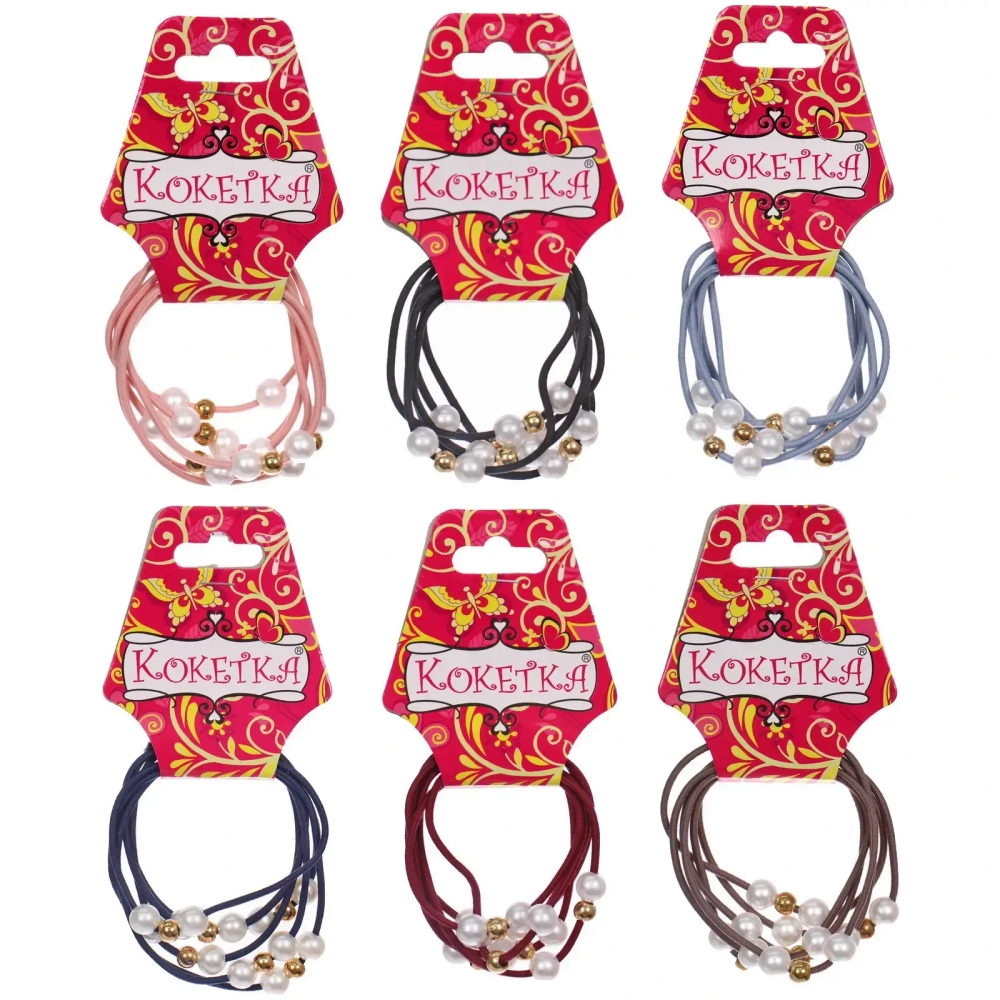 Резинки для волос 2шт «Грация», бусинки, микс 6цветов, d-5,5см