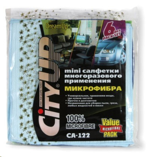 Салфетка из микрофибры набор из  6 шт 25*25 см (City UP)