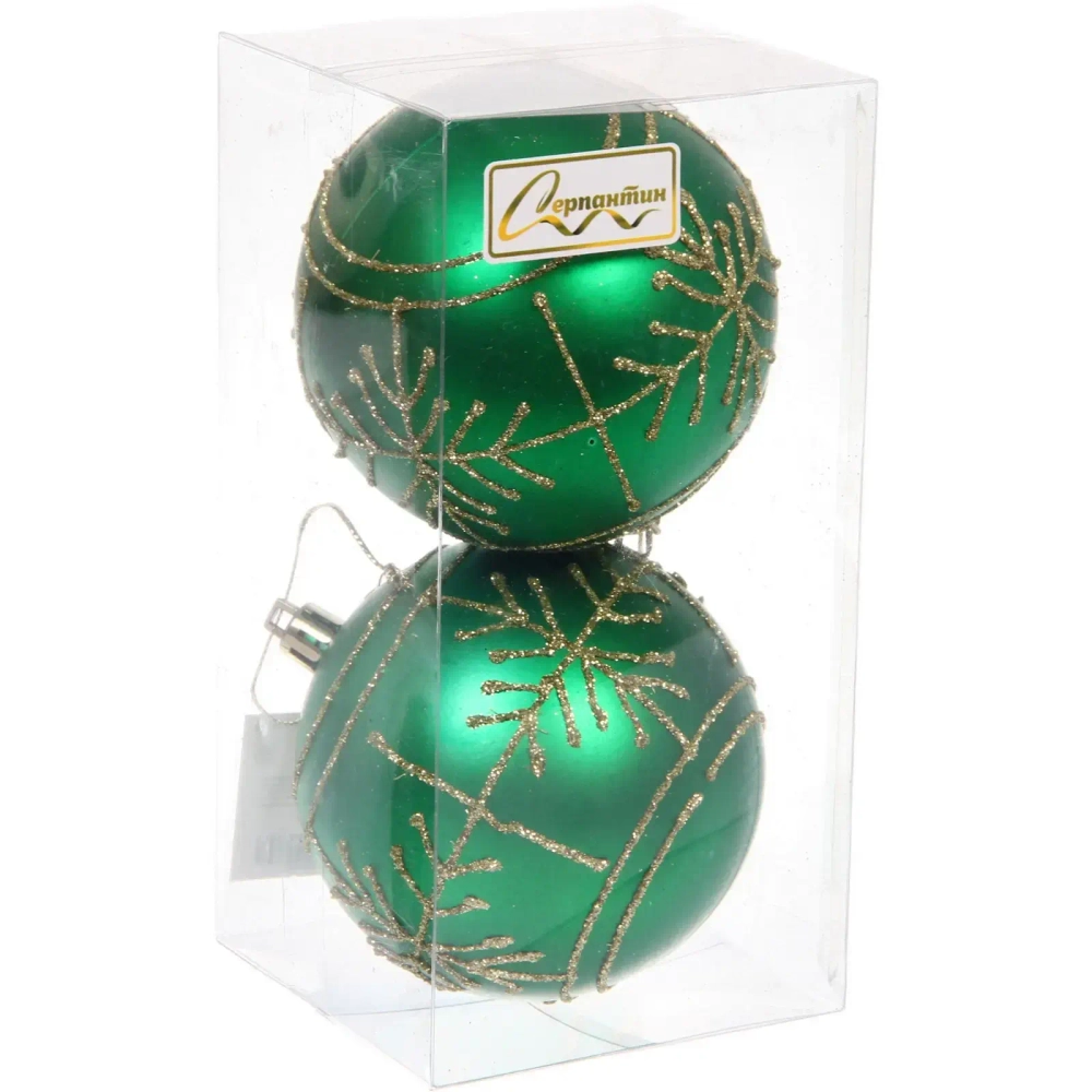 Новогодние шары «Сияние» 8 см (набор 2 шт), Зеленый