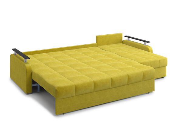 Диван угловой с оттоманкой Денвер 1,8 - Velutto 28 оливковый/ коричневая накладка