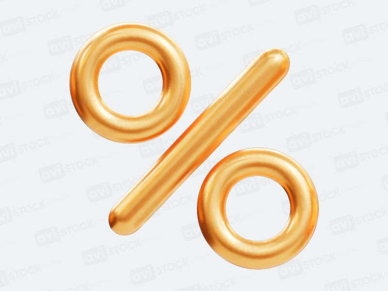 3d золотой знак процента для скидок и акций