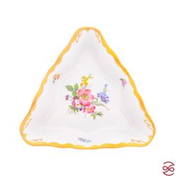 Салатник треугольный Queen's Crown Мейсенский букет 22см