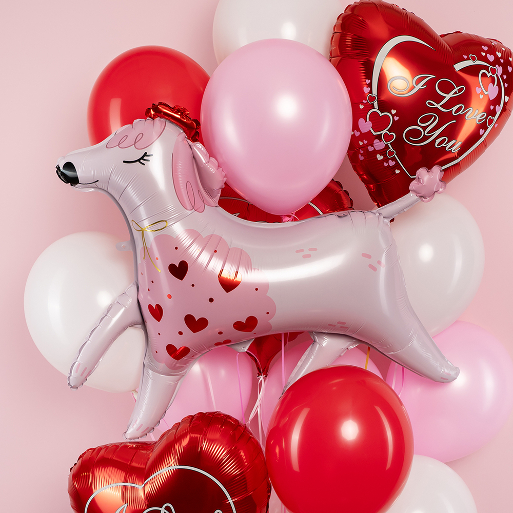 Фольгированный шар-фигура «Пудель» в розовом цвете, 84 см