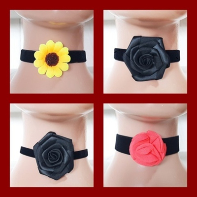 Черный чокер велюровый с цветком