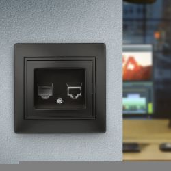 Розетка Intro Plano 1-302-05 телефонная RJ11, IP20, СУ, антрацит