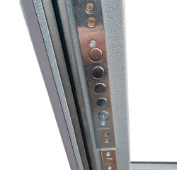 Входная металлическая дверь  с зеркалом RеX (РЕКС) 22 Бетон темный / ФЛ-117 Сандал белый
