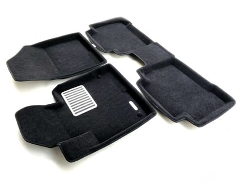 Коврики салона для HYUNDAI Santa Fe (2013-2017) Euromat 3D Lux черные. Арт. EM3D-002723