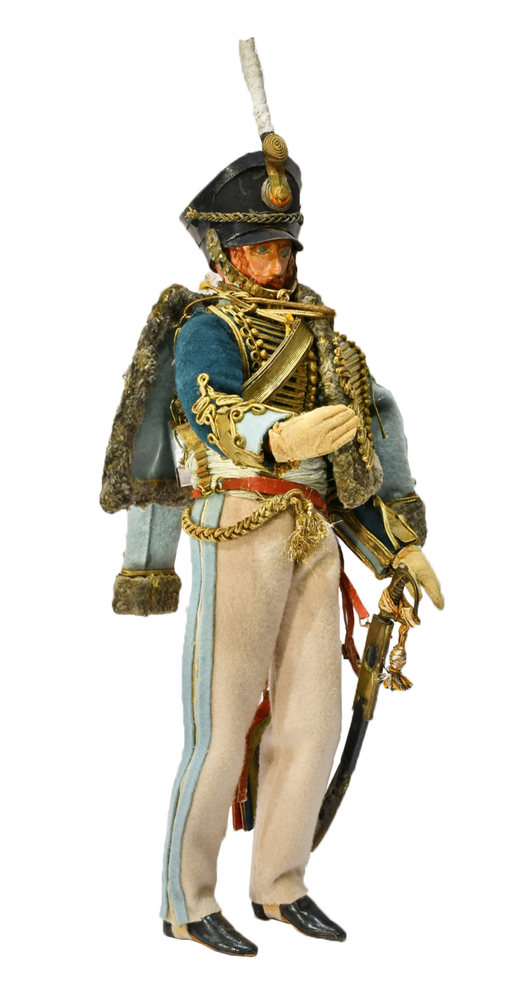 Рядовой лейб-гвардии Гусарского полка 1801-1811. Шарнирная кукла. Кон. 19 -нач. 20 в. Высота 42 см