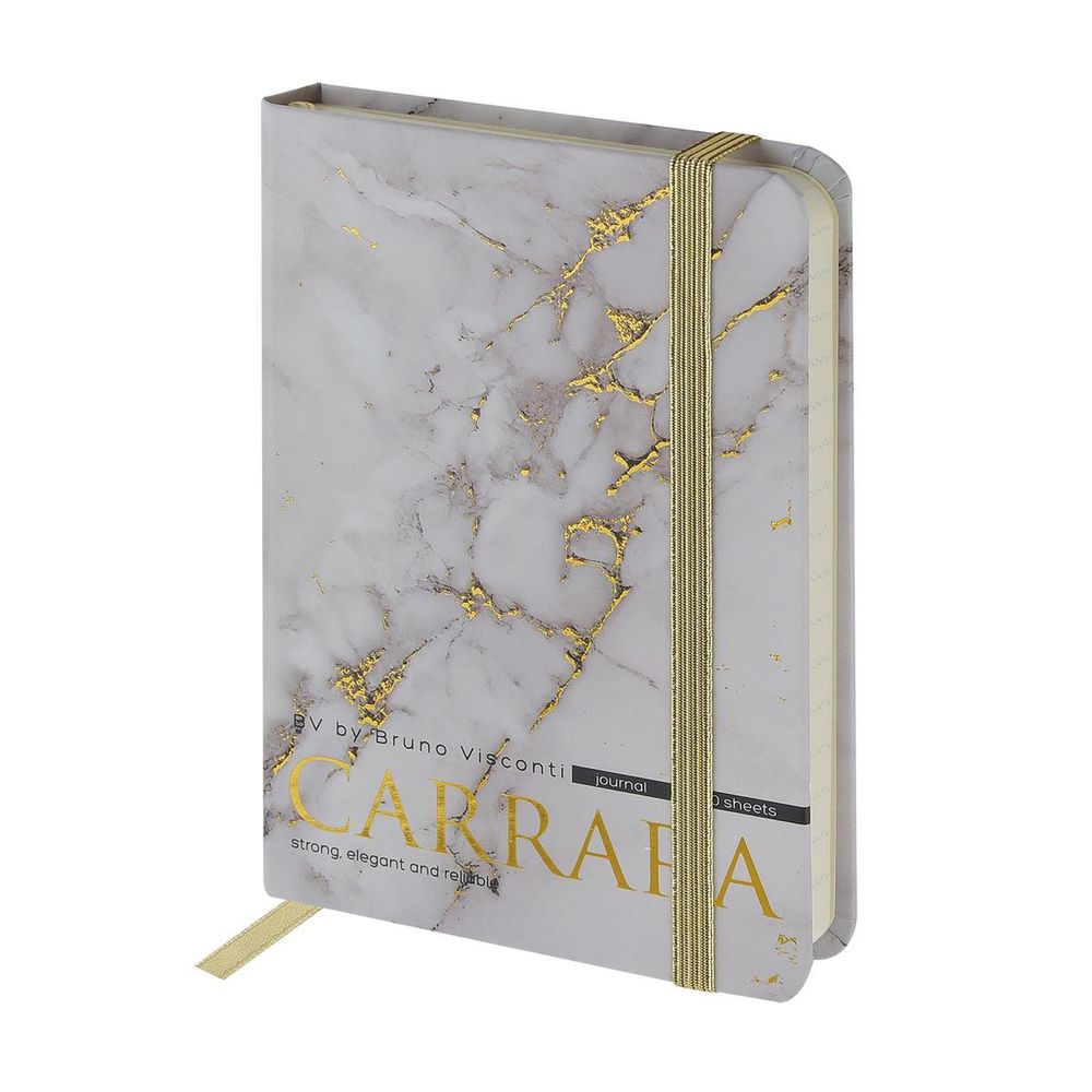 Записная книжка А6 100л. линия "Megapolis journal. Carrara" на резинке (BrunoVisconti)