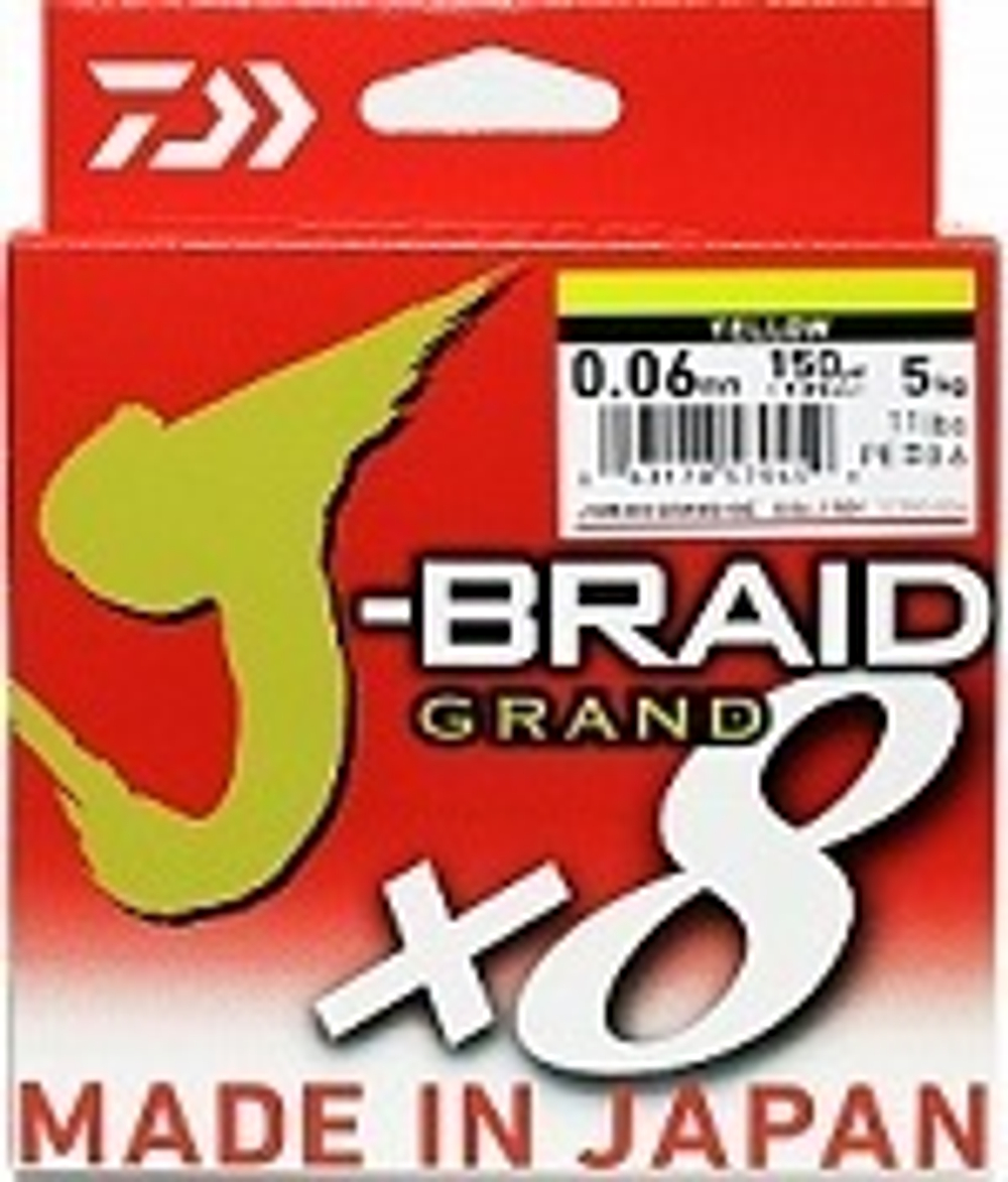 Шнур Daiwa J-Braid Grand X8 135м 0.10мм 7.0кг Yellow 1шт 15lb 12790-010 / 0069566