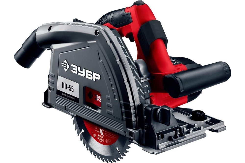 Циркулярная пила погружная с шиной 1.4 м дисковая ЗУБР, диск 165 мм, 90 -55 мм , 45 - 42мм, 1200 Вт,