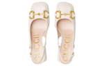 GUCCI Gucci leather metal buckle square heel high heels women's White