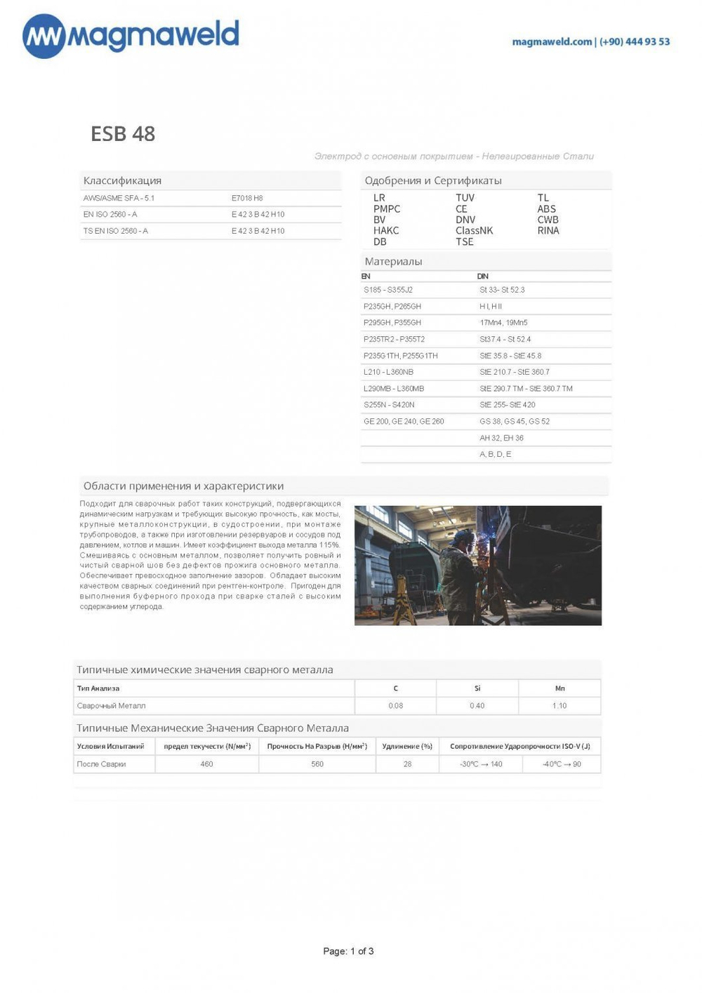 Электроды основные 2.5х350 Magmaweld ESB 48 (1 кг)