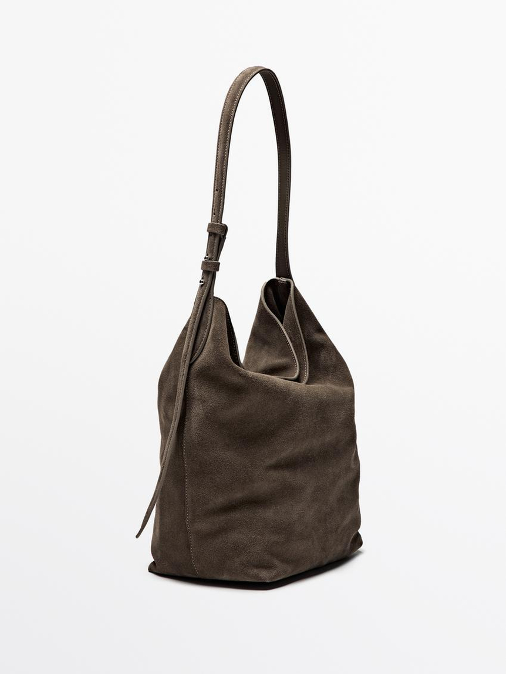 Massimo Dutti Замшевая сумка, кротово-коричневый