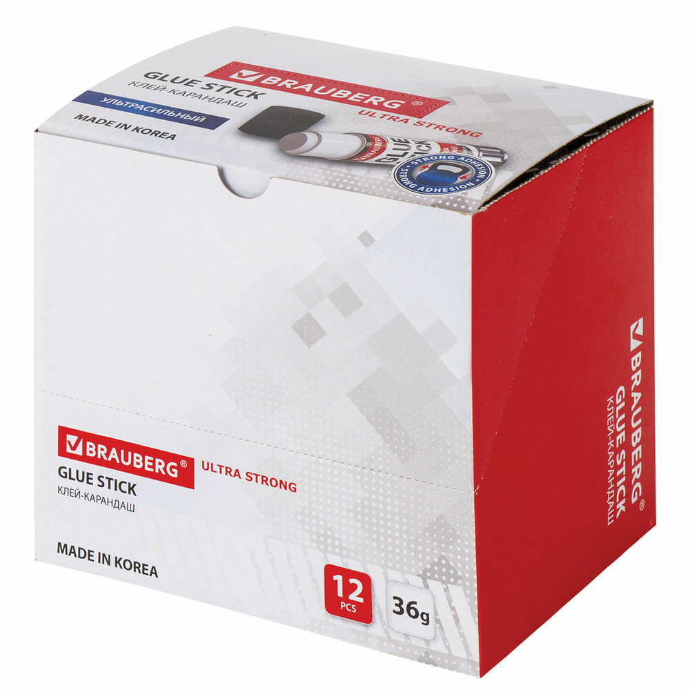 Клей-карандаш BRAUBERG ULTRA STRONG усиленная ФОРМУЛА 36 г ЮЖНАЯ КОРЕЯ (12 штук в упаковке)