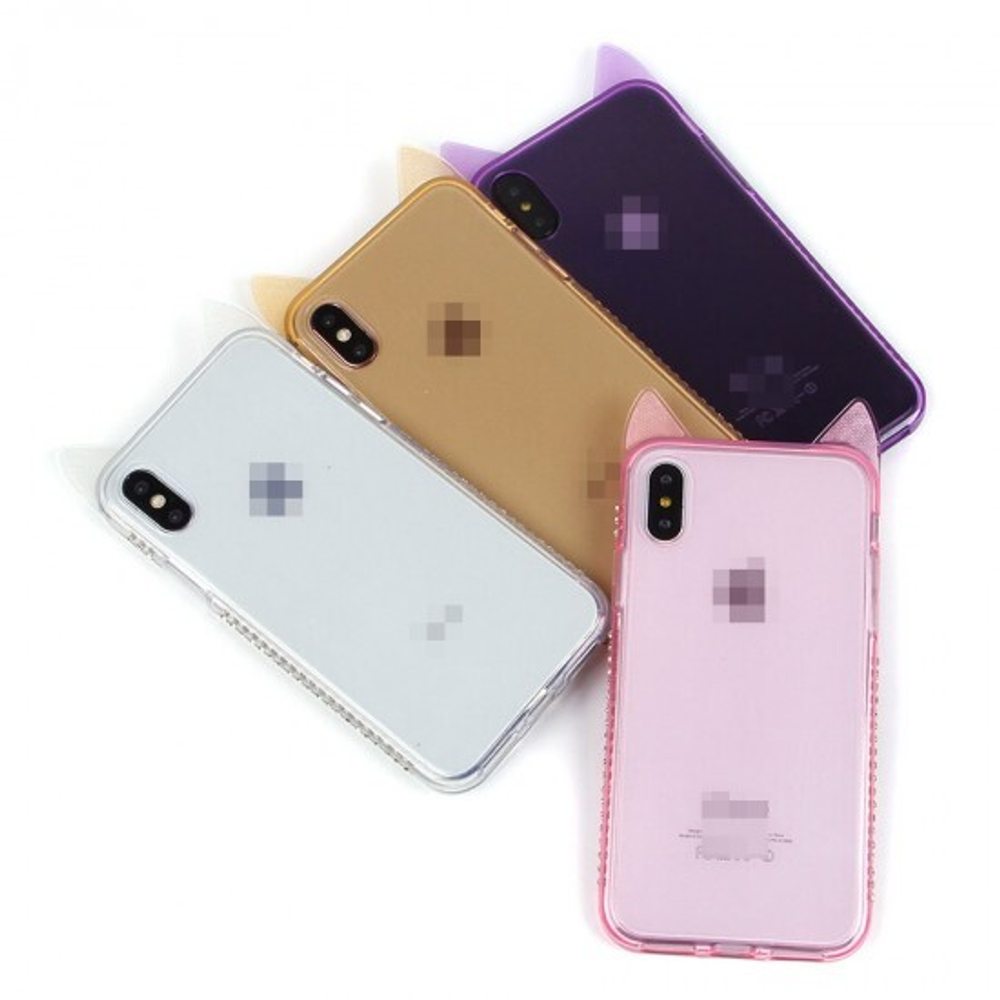 Силиконовый чехол с ушками для iPhone X/XS, 011006
