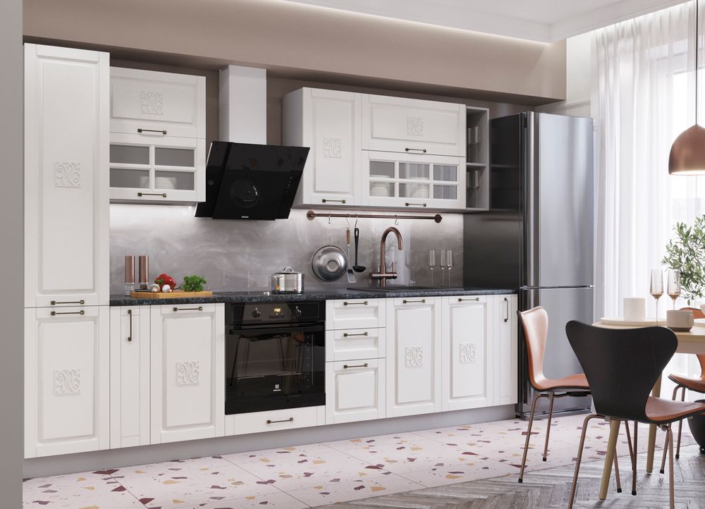 Модульный кухонный гарнитур «Опера»  3000 (Ваниль), ЛДСП/МДФ, ДСВ Мебель