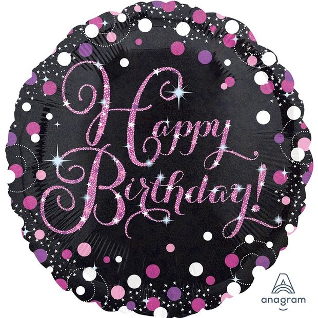 AN 18" HB Горошек розово-белый гологр S55 (БГ-15)