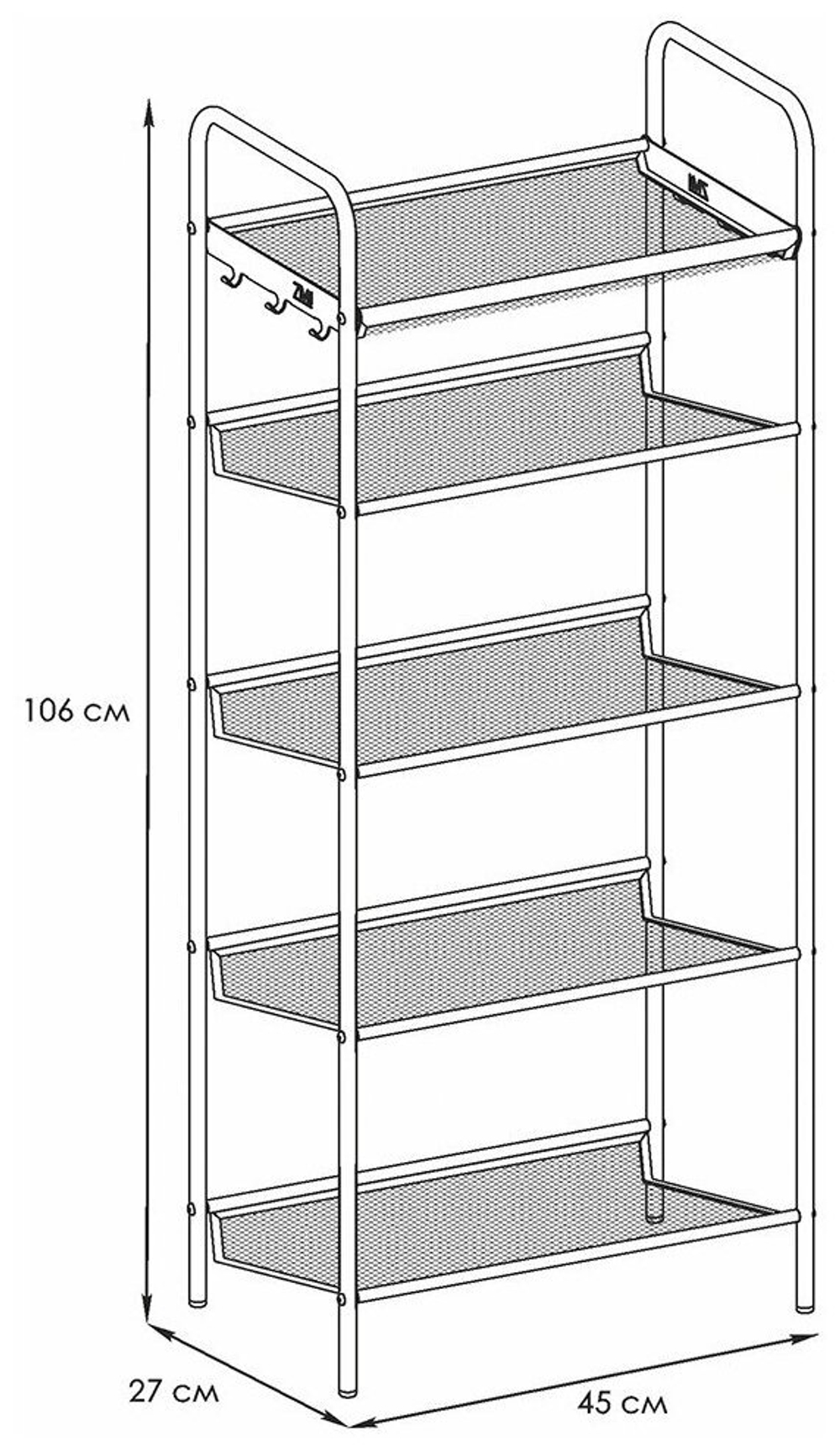 ПОДСТАВКА Д/ОБУВИ ЗМИ ЖЕНЕВА-15 ЧЕРНЫЙ 5-И ПОЛОЧНАЯ