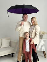 Зонт автомат c системой антиветер женский и мужской большой купол 10 спиц. Цвет синий.