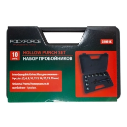 Пробойник со сменными насадками 10пр. (5,6,8,10,12.5,16,20,25,32мм),в кейсе RockForce##Rock FORCE RF-31091K