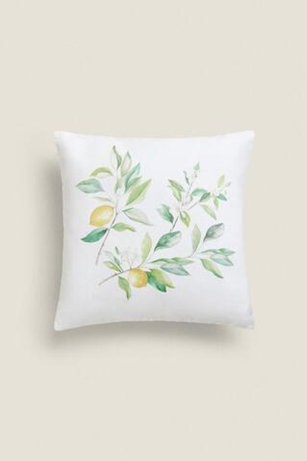 ZARA HOME ЧЕХОЛ ДЛЯ ДЕКОРАТИВНОЙ ПОДУШКИ С ПРИНТОМ «ЛИМОНЫ», БЕЛЫЙ