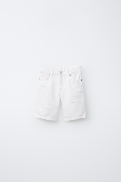 ZARA ДЖИНСОВЫЕ ШОРТЫ, БЕЛЫЙ