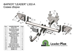 Фаркоп(прицепное) Лидер-Плюс для LIFAN X 50 2015-...(паспорт и сертификат в комплекте)(без электрики)L302-A