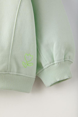 ZARA ОДНОТОННОЕ ХУДИ С ВЫШИВКОЙ, СВЕТЛО-ЗЕЛЕНЫЙ