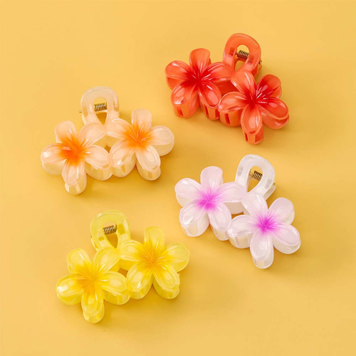 Заколка-краб Цветы 8см