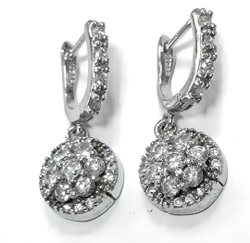 Ювелирные серьги от "Эстерелла"из серебра с фианитами