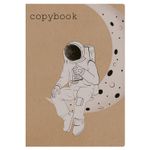 Тетрадь 40 л. в клетку обложка КРАФТ, бежевая бумага 70 г/м2, сшивка, А5 (147х210 мм), SPACE TRAVELER, BRAUBERG, 403760