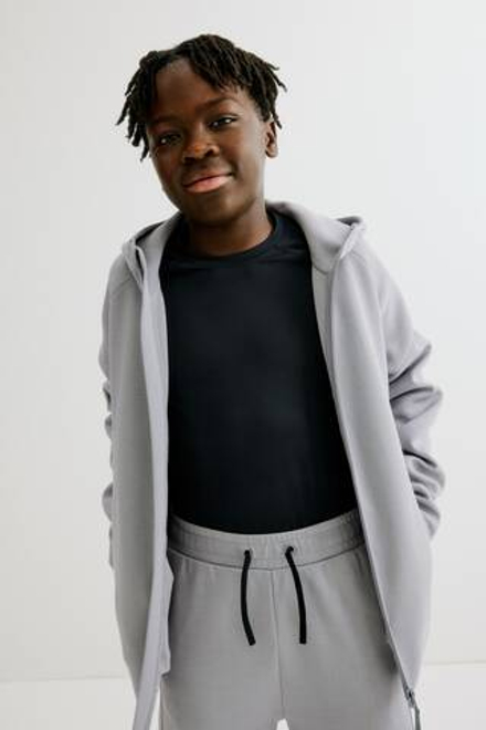 H&M Спортивная толстовка DryMove™ с капюшоном и застежкой-молнией, серый