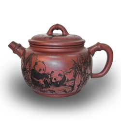 257044 Чайник ИСИН "Чжу Панда Бамбуковый барабан", 200мл, исинская глина, коричневый