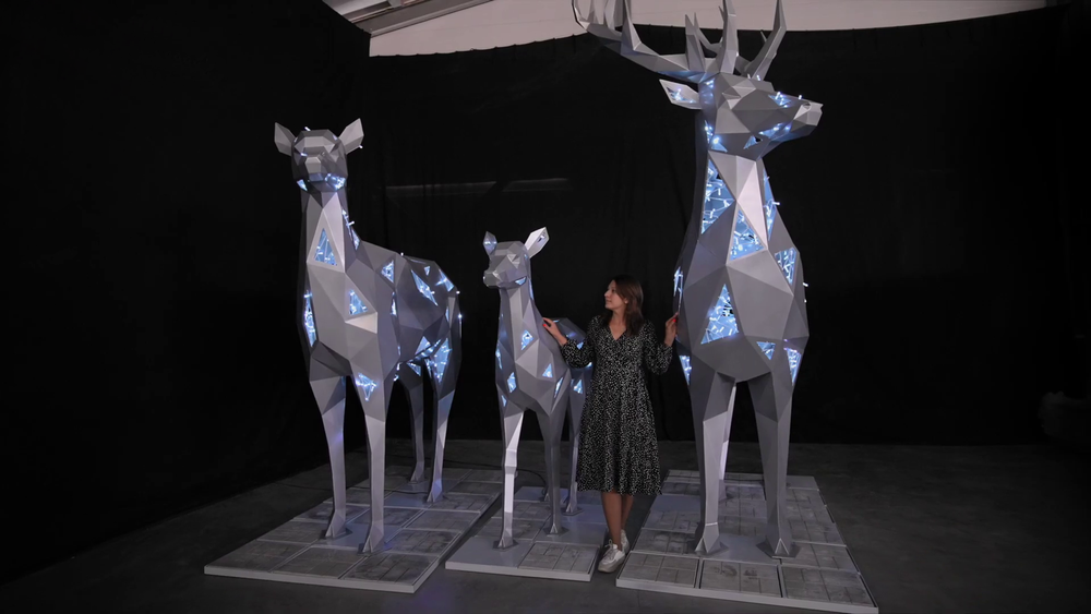 Полигональный светодиодный "Олень серебряный" 4 м