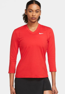 Женская футболка теннисная (dł. Рукава) Nike Court Victory Dri-Fit Top 3/4 Sleeve W - university red/white