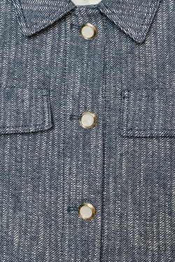 ZARA КОРОТКАЯ КУРТКА ИЗ РЕЛЬЕФНОЙ ТКАНИ, СИНИЙ/БЕЛЫЙ